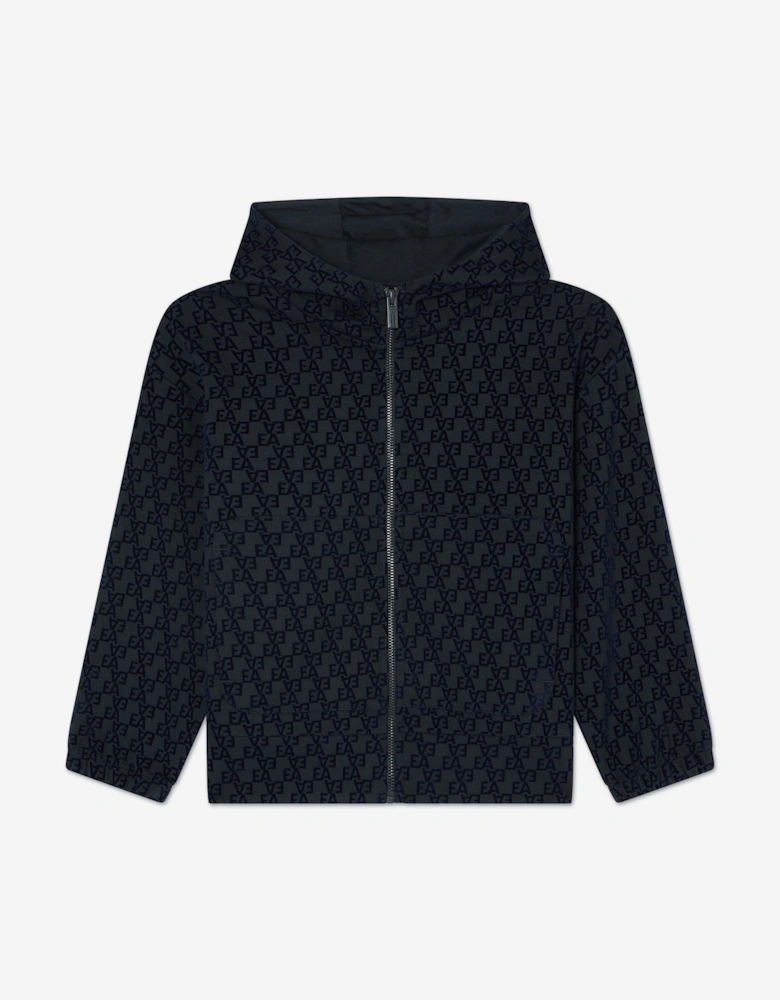 Boys Logo Zip Up Top in Navy