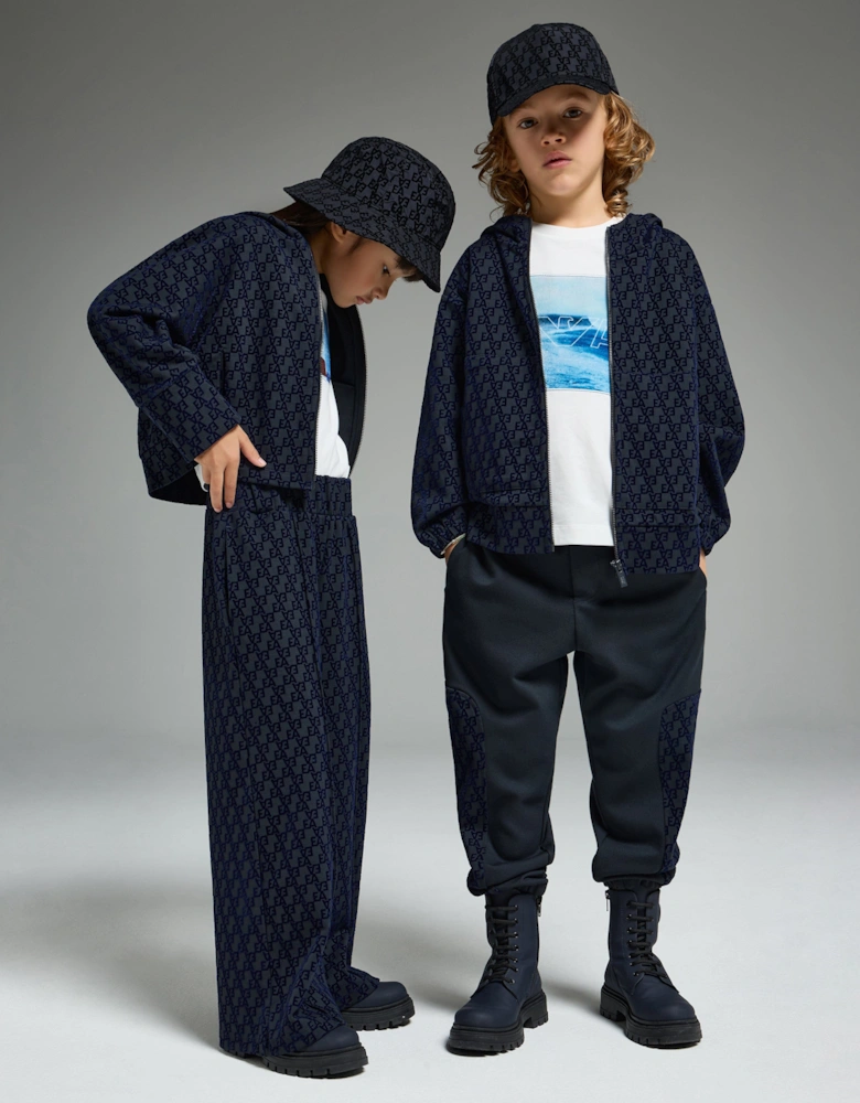 Boys Logo Zip Up Top in Navy