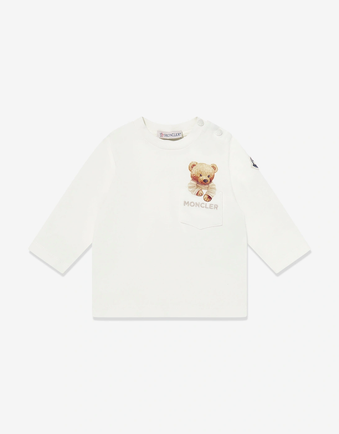 Enfant Baby Boys Long Sleeve Bear T-Shirt in Ivory, 5 of 4