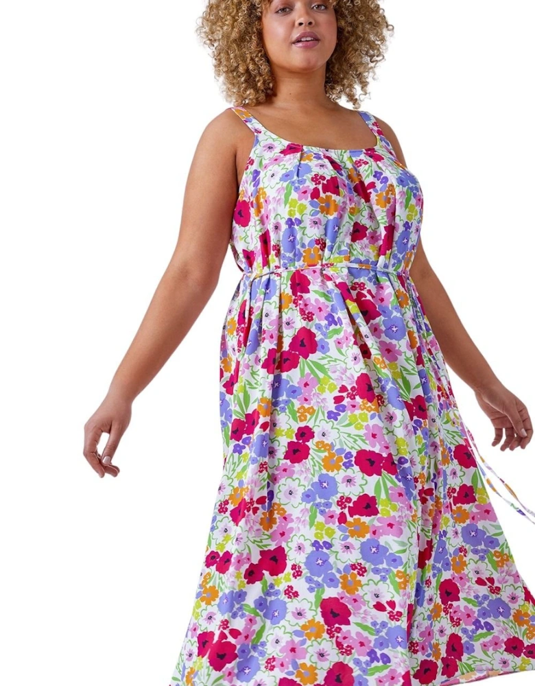 Curve Floral Belted Midi Dress