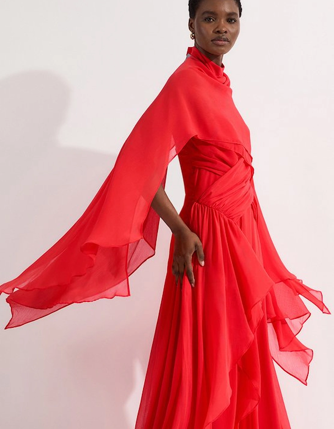 Crinkle Cross Front Georgette Woven Maxi Dress