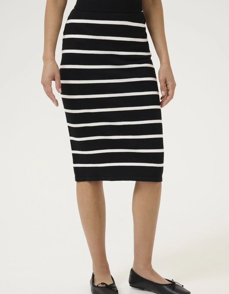 KAlizza Fitted Striped Knit Midi Skirt