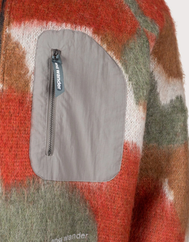 Mix Colour Shaggy Knit Hoodie