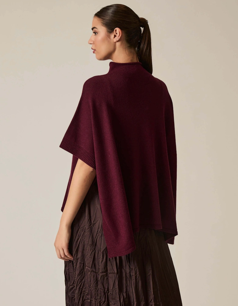 Burgundy Button Poncho