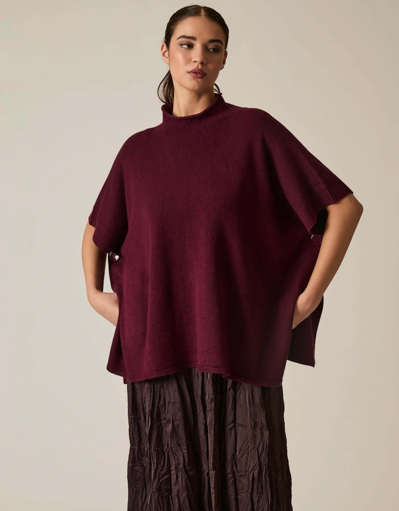 Burgundy Button Poncho