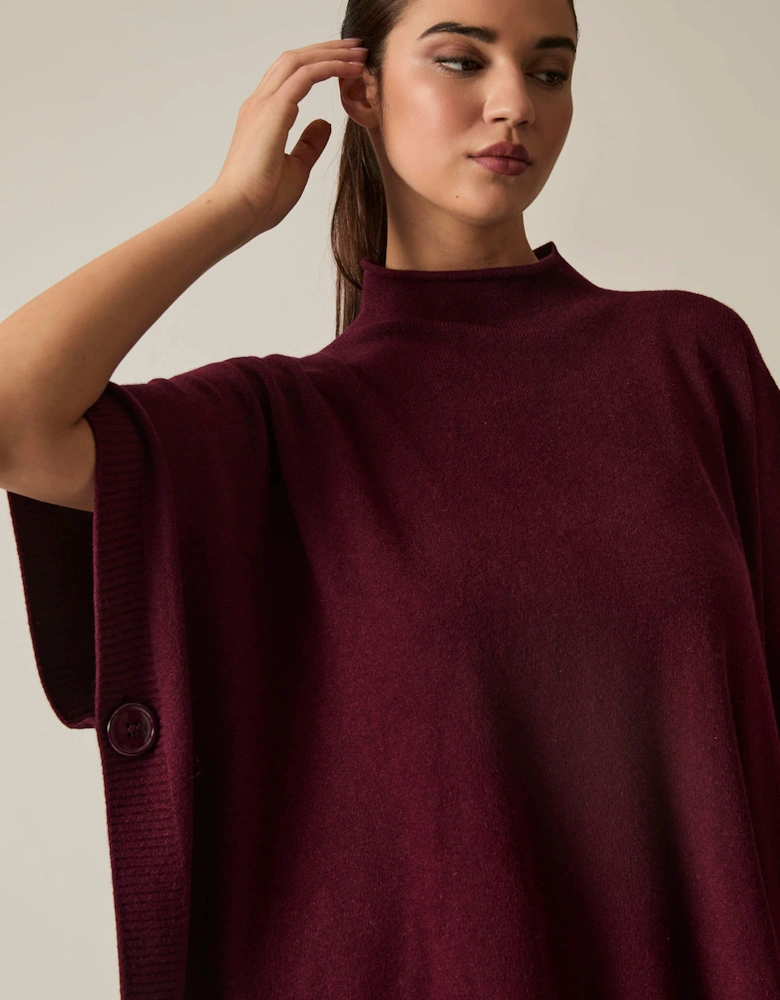 Burgundy Button Poncho