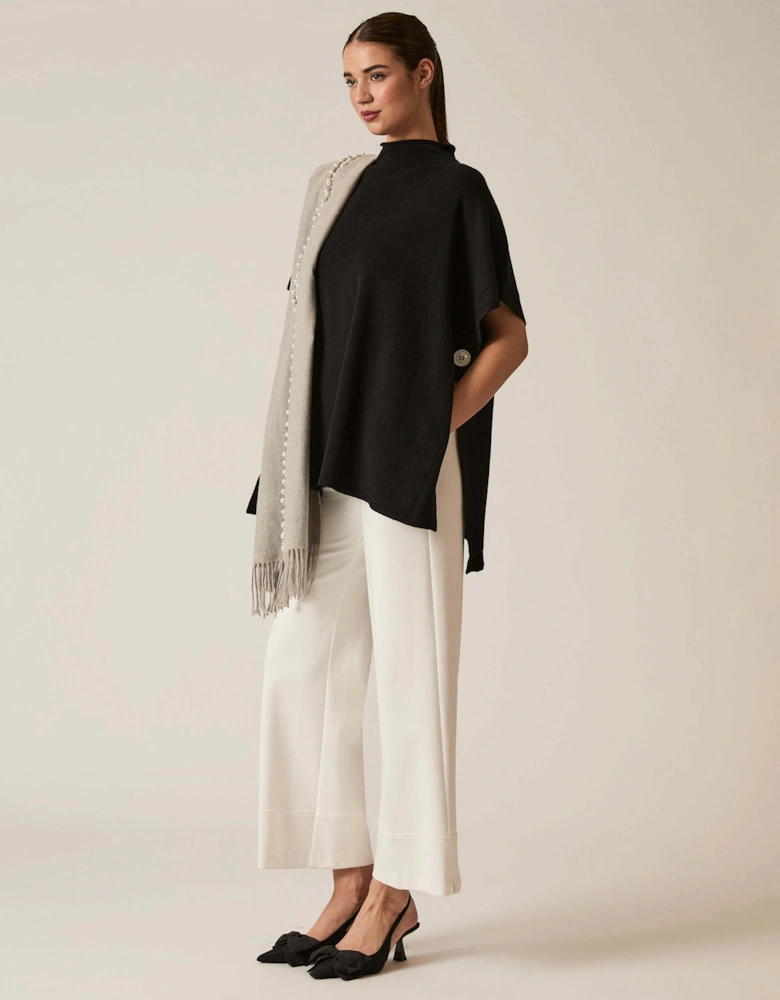 Black Button Poncho