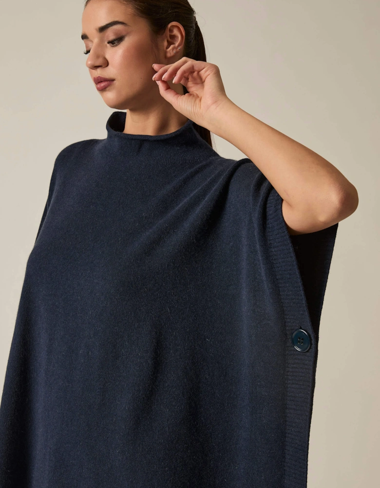 Navy Button Poncho