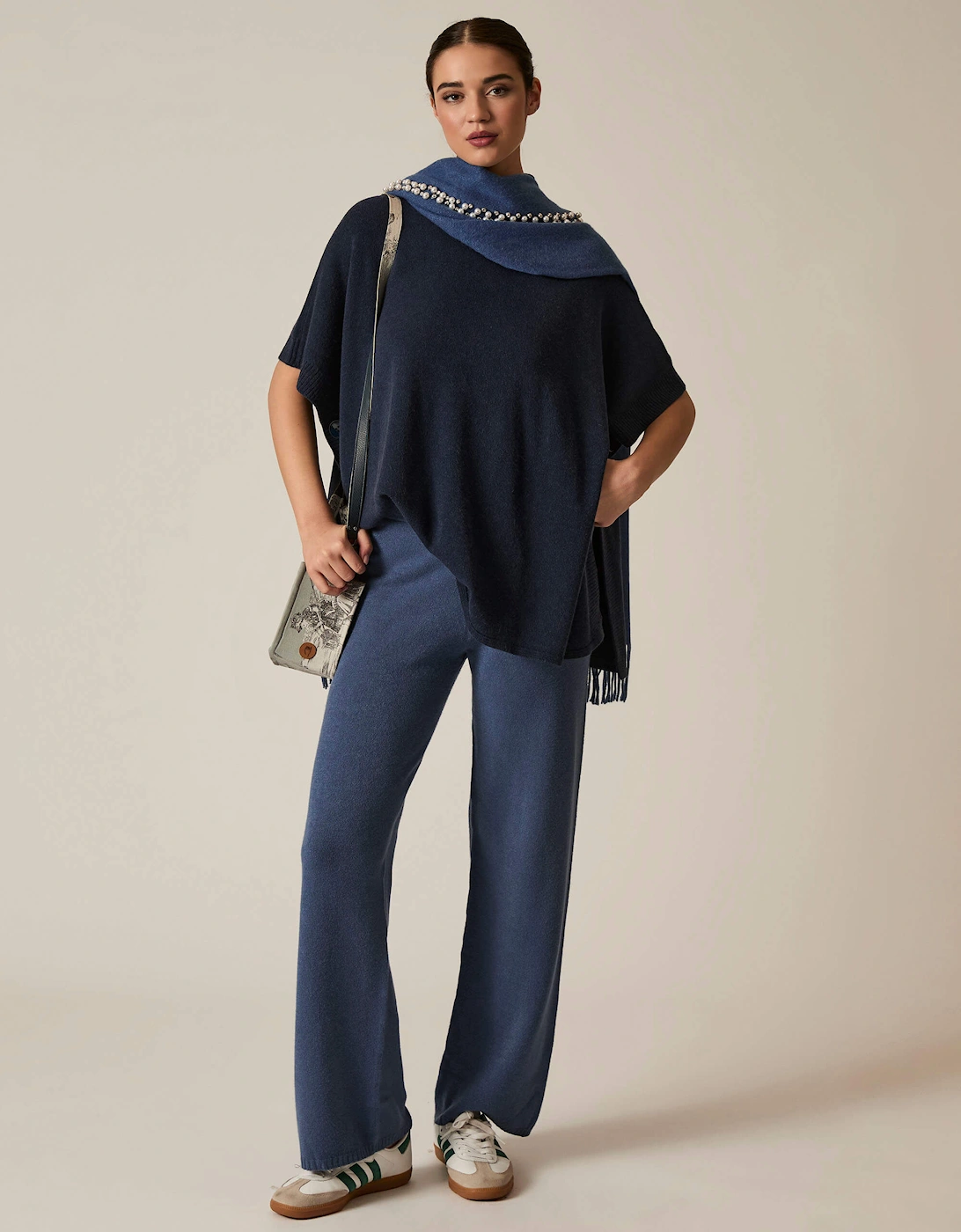 Navy Button Poncho