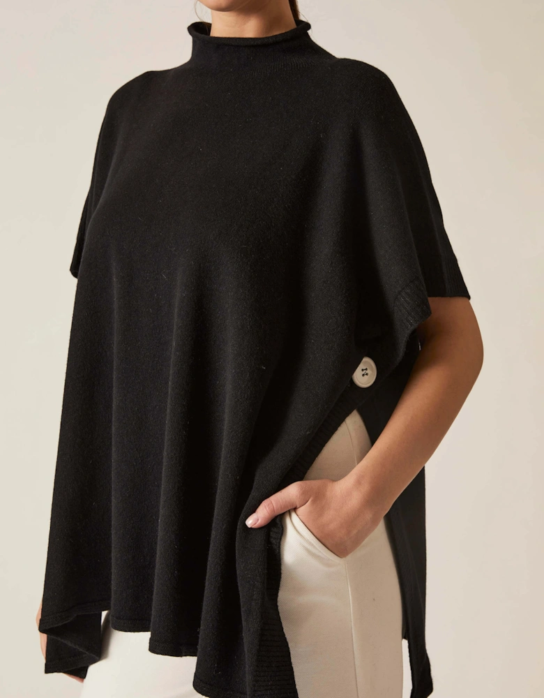 Black Button Poncho