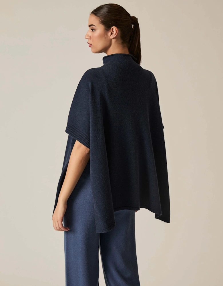 Navy Button Poncho