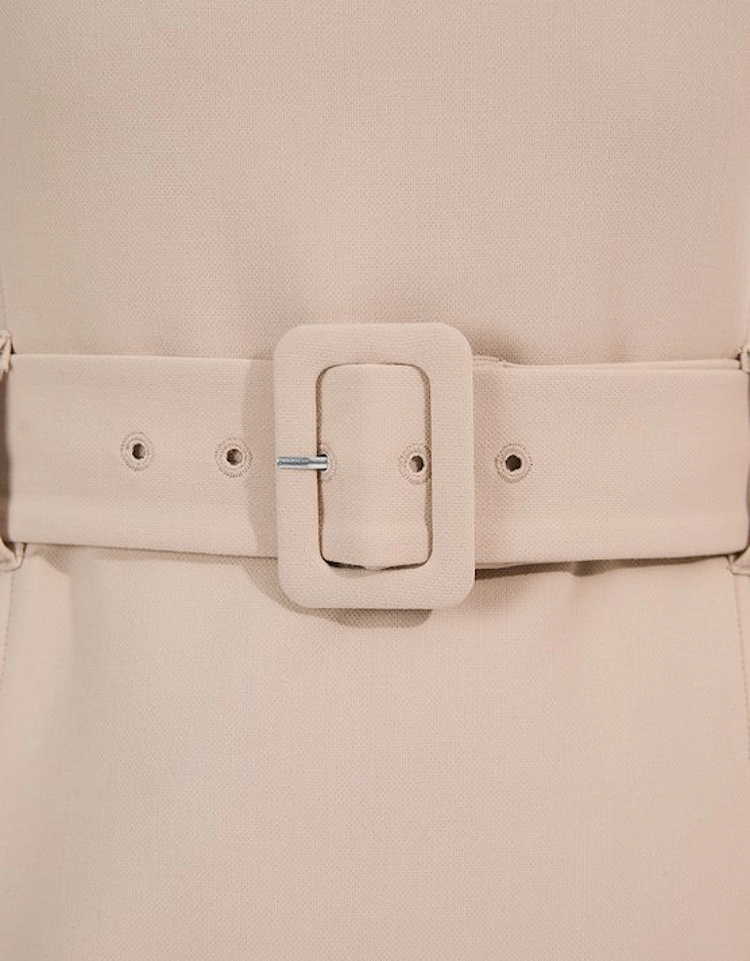 Petite Compact Essential Belted Tailored Midi Dress