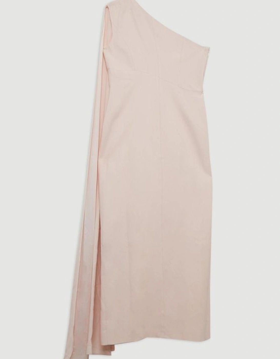 Petite Viscose Satin Back Crepe Tailored One Shoulder Cape Maxi Dress