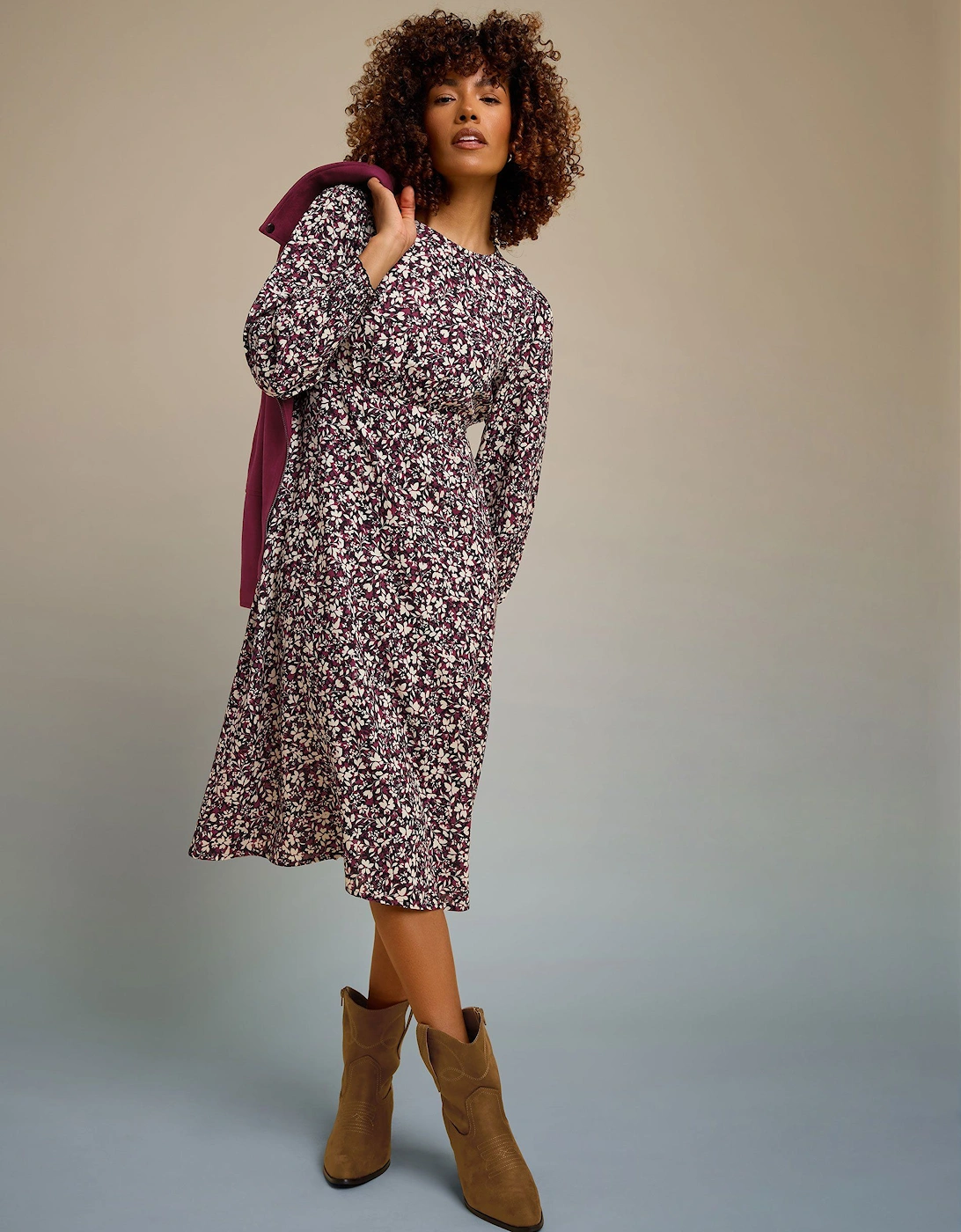 Ditsy Floral Print Midi Dress, 2 of 1