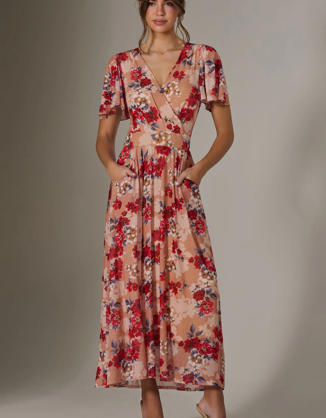 Floral Mesh Wrap Maxi Dress, 2 of 1
