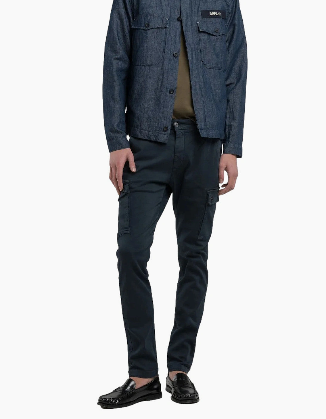 Men's Replay Jaan Cargo Trousers 010 Blue - Black - Size: 36/30