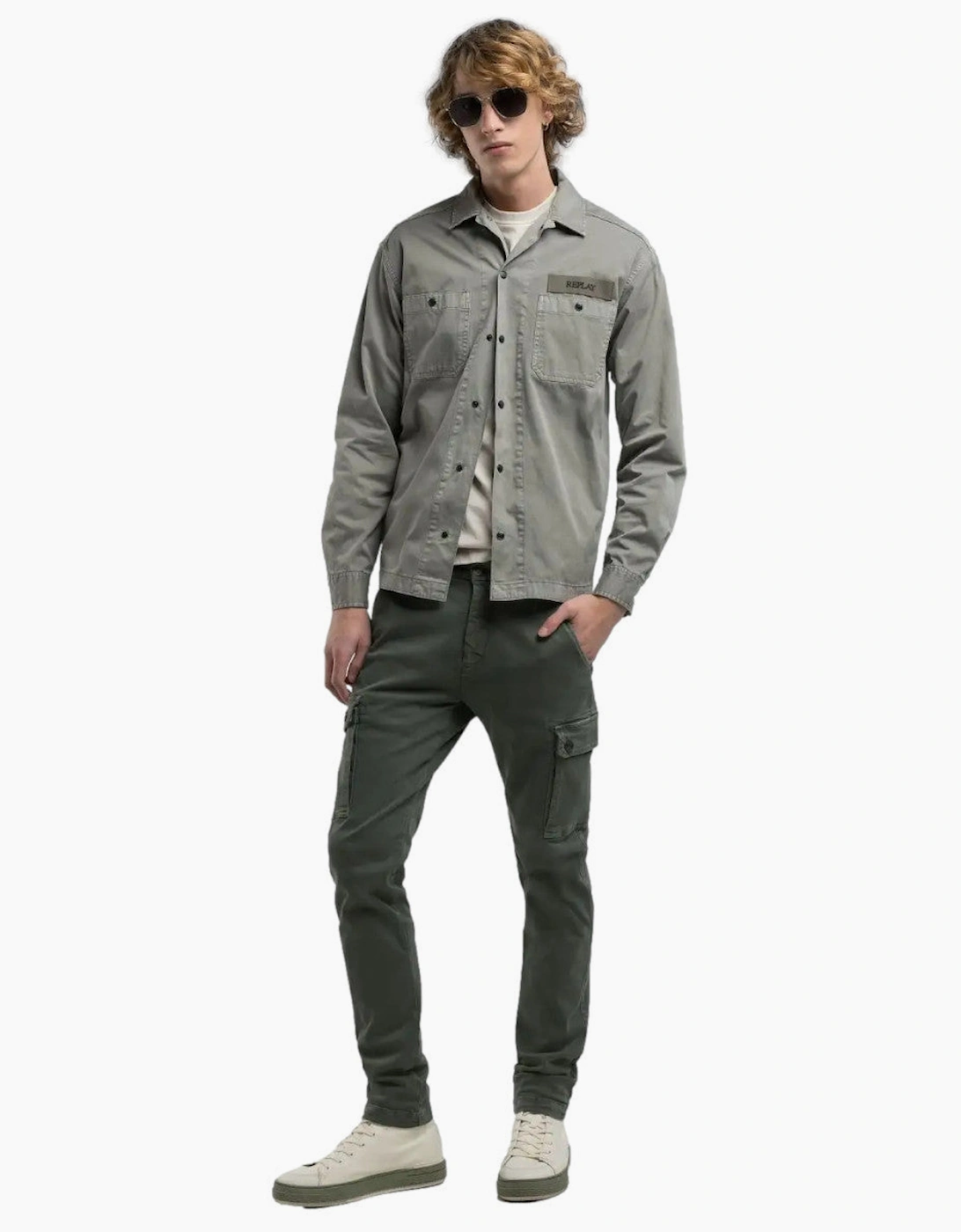 Men's Replay Jaan Cargo Trousers 030 Military Green - Black - Size: 38/32