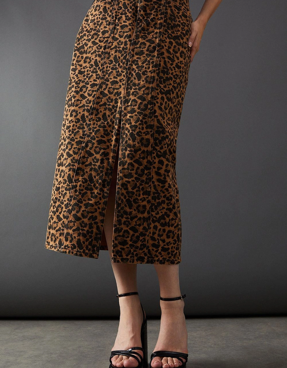 Leopard Print Denim Maxi Skirt, 2 of 1