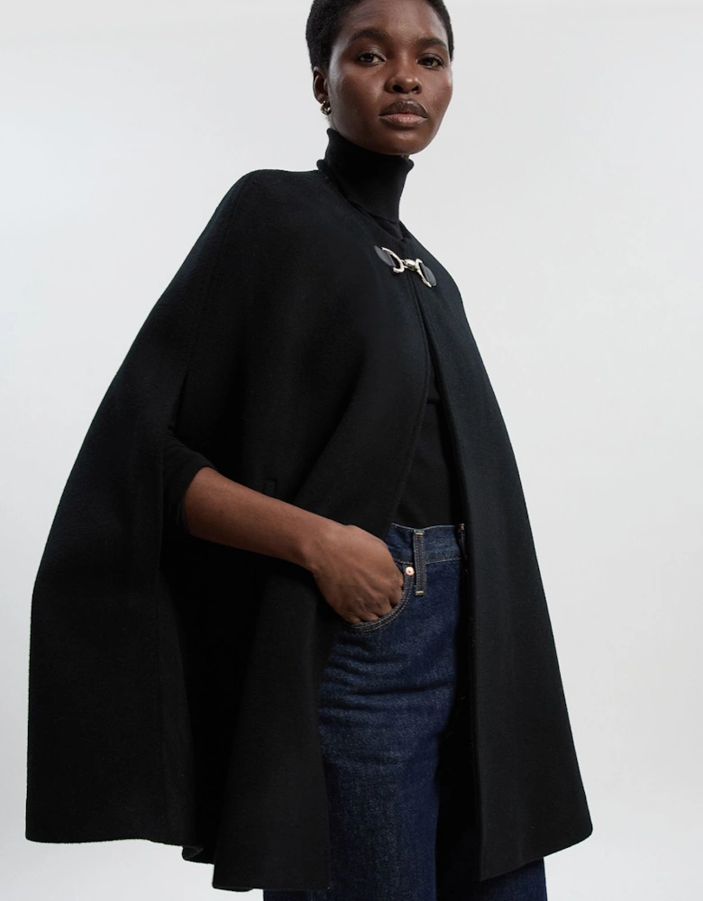 Wool Tailored Cape Short Coat