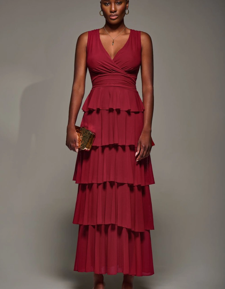 Mesh Sleeveless Tierred Maxi Dress