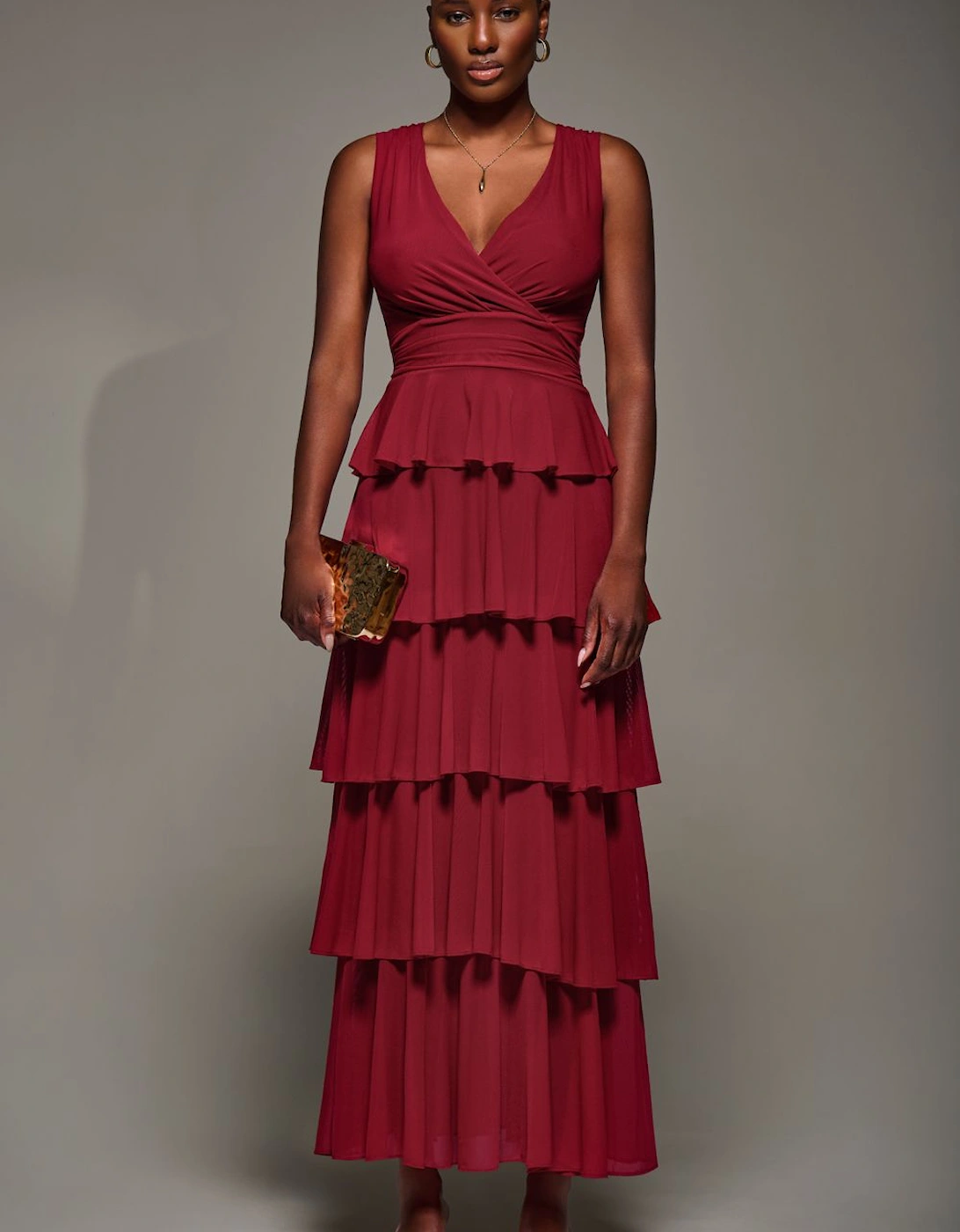 Mesh Sleeveless Tierred Maxi Dress, 2 of 1