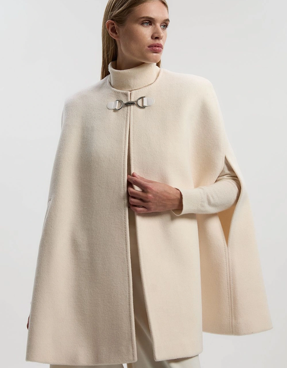 Wool Tailored Cape Short Coat, 2 of 1