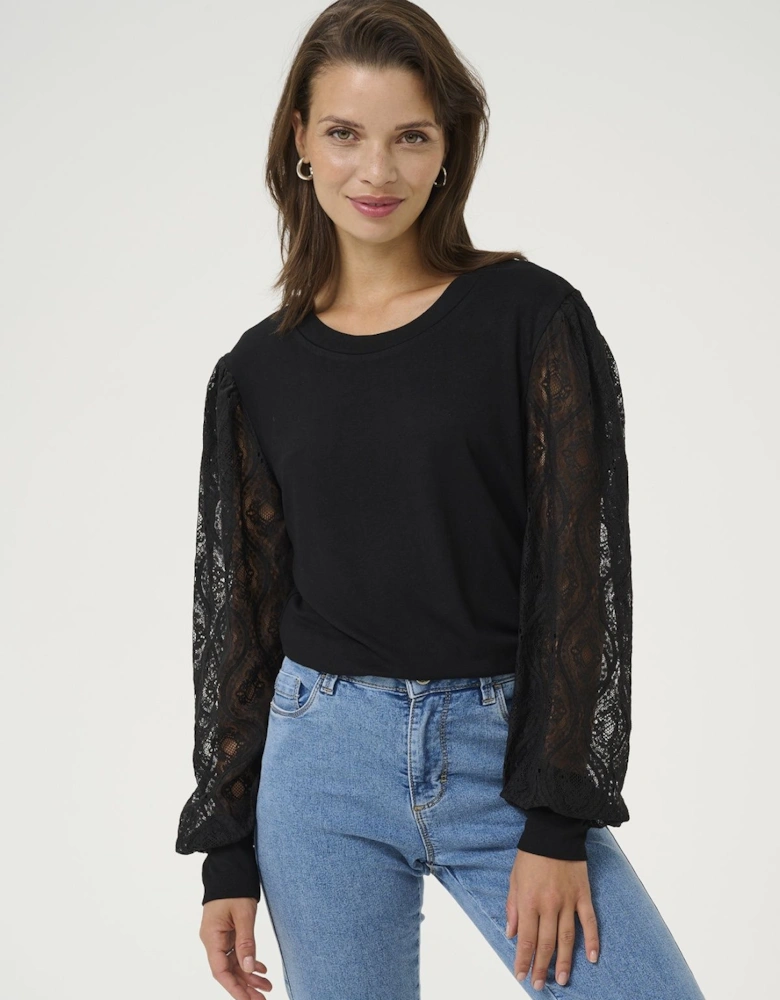 KAnima Lace Sleeve Round Neck Blouse