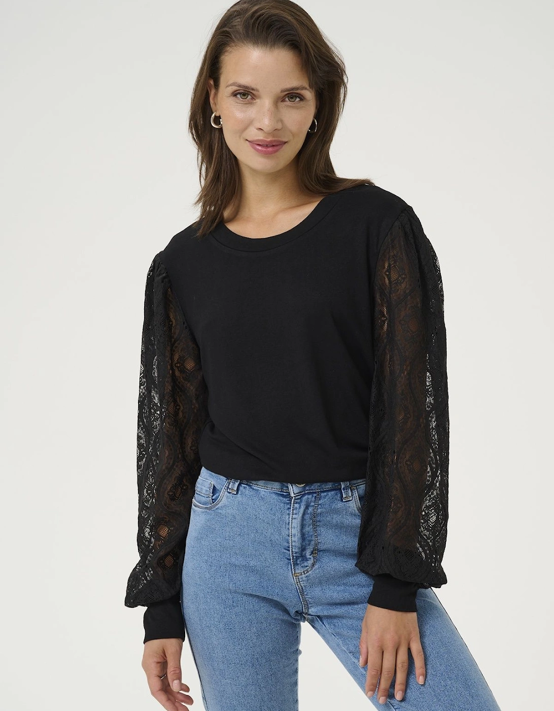 KAnima Lace Sleeve Round Neck Blouse, 2 of 1