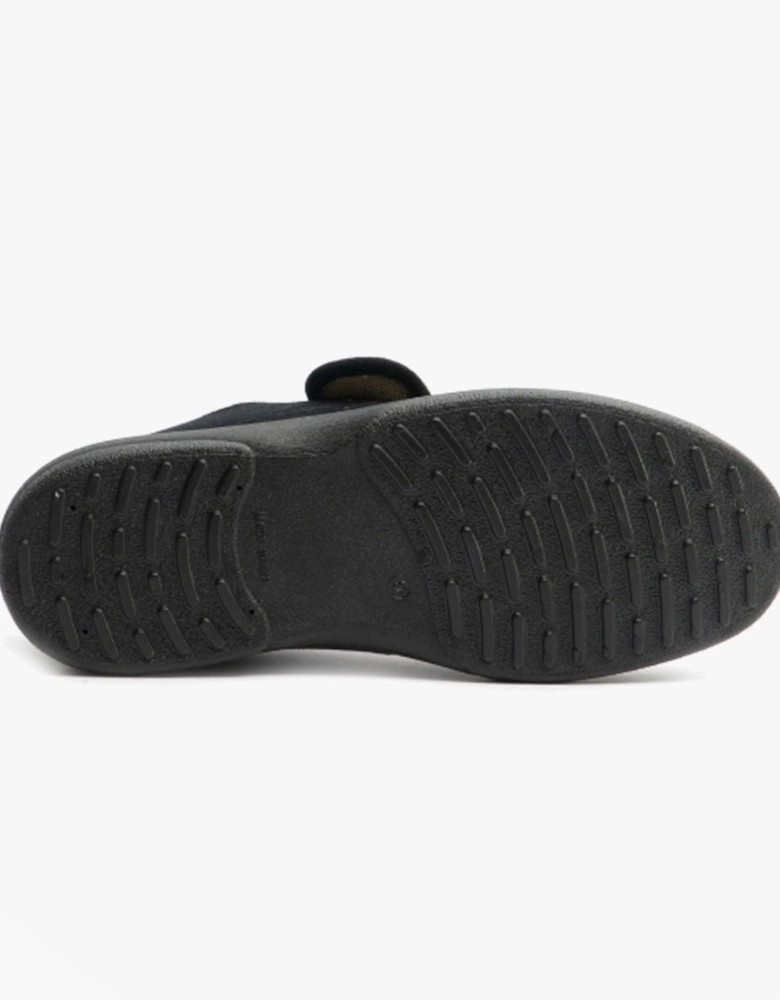 ARTHUR Mens Super Wide Full Slippers Black