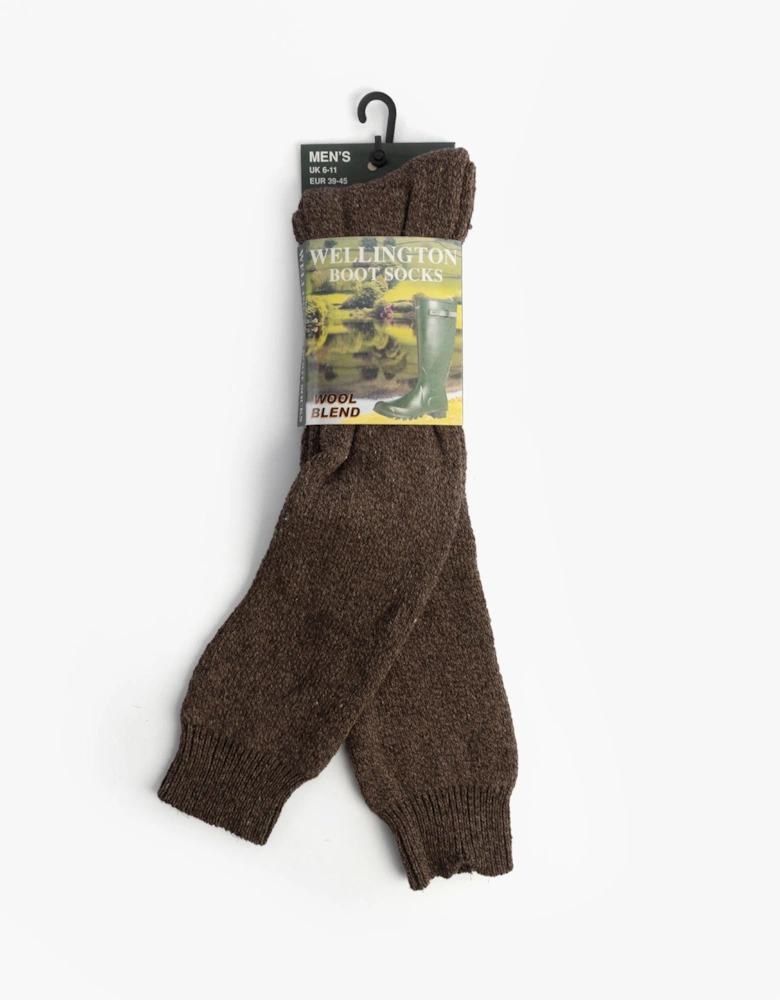 Mens Welly Boot Socks Brown