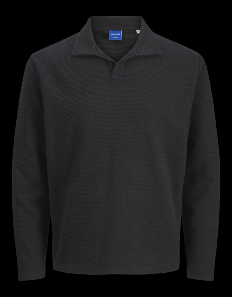 Ottoman Long Sleeve Polo - Black