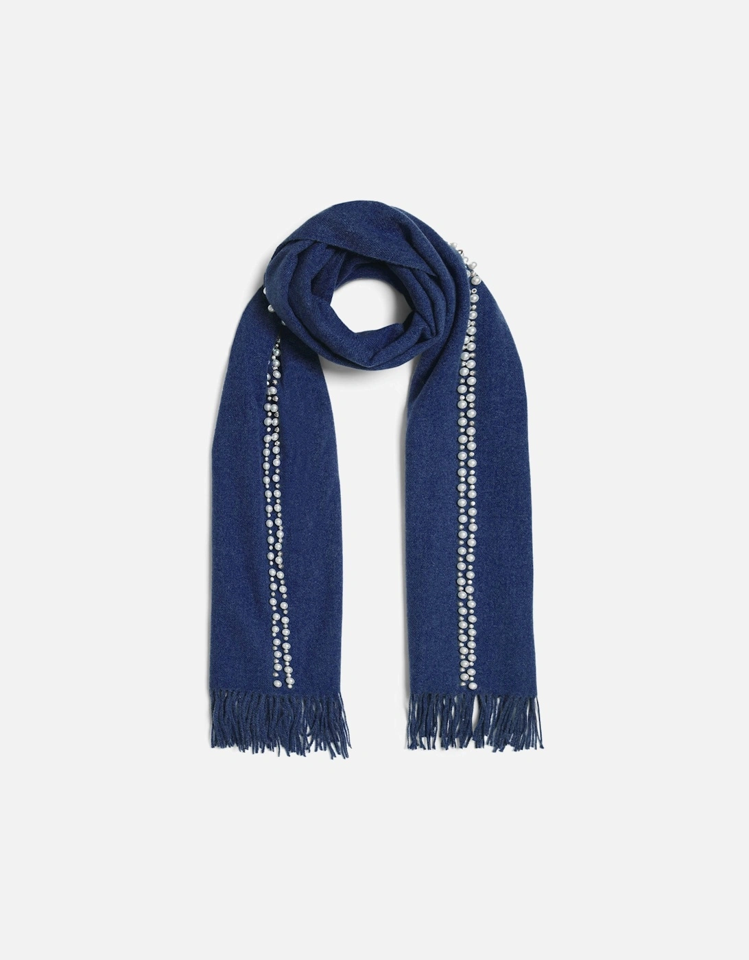 Denim Pearl Detail Scarf