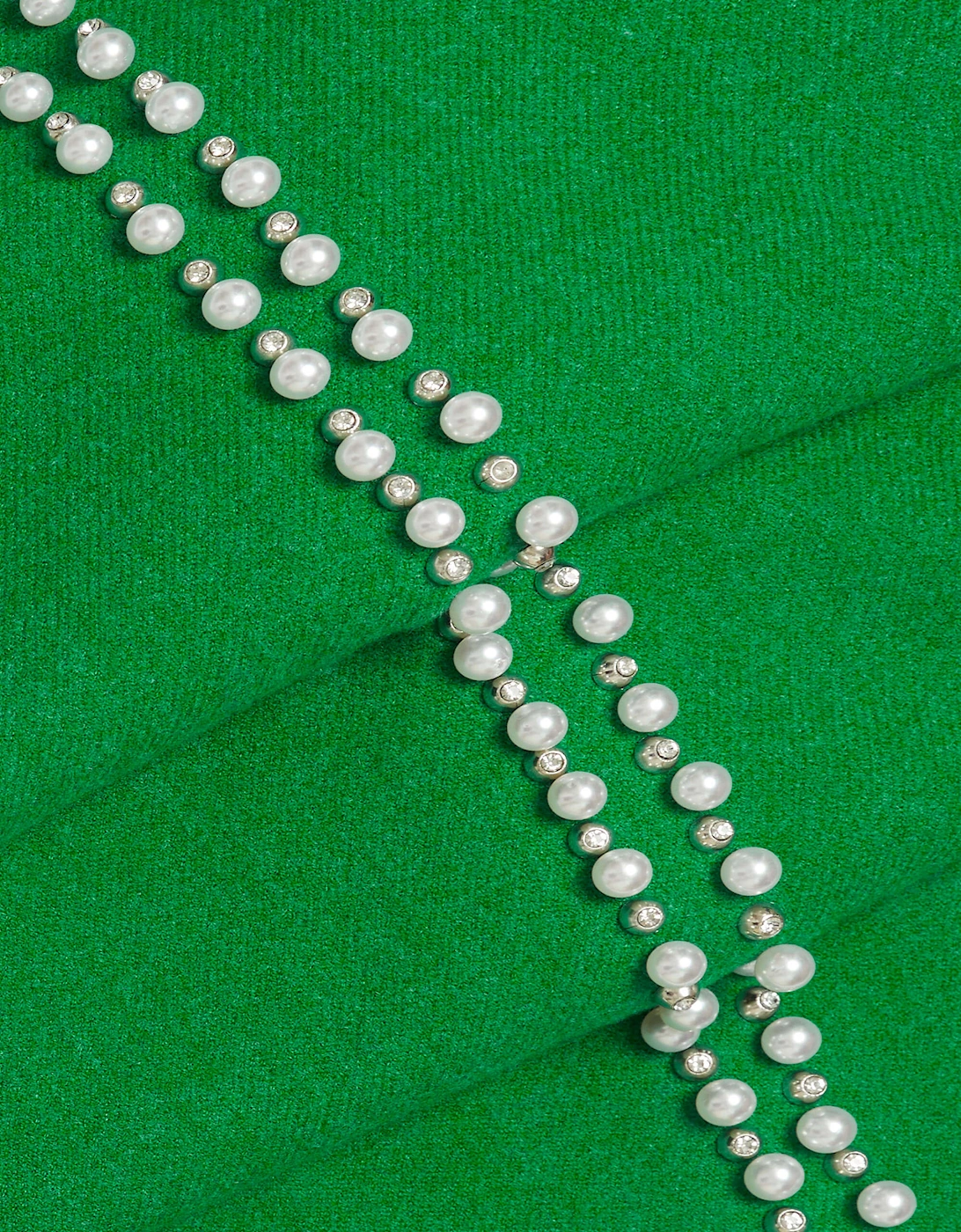 Dark Green Pearl Detail Scarf