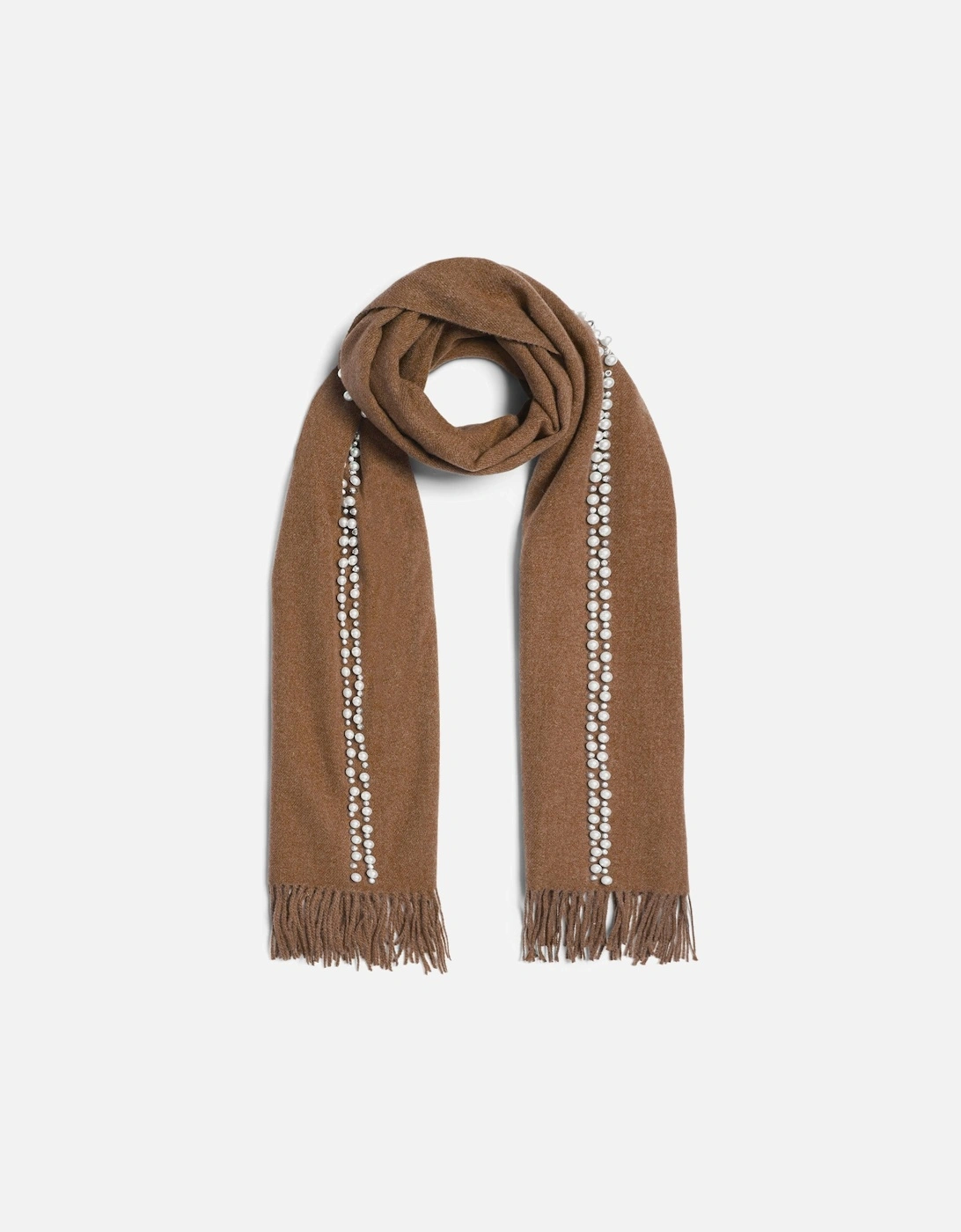 Taupe Pearl Detail Scarf