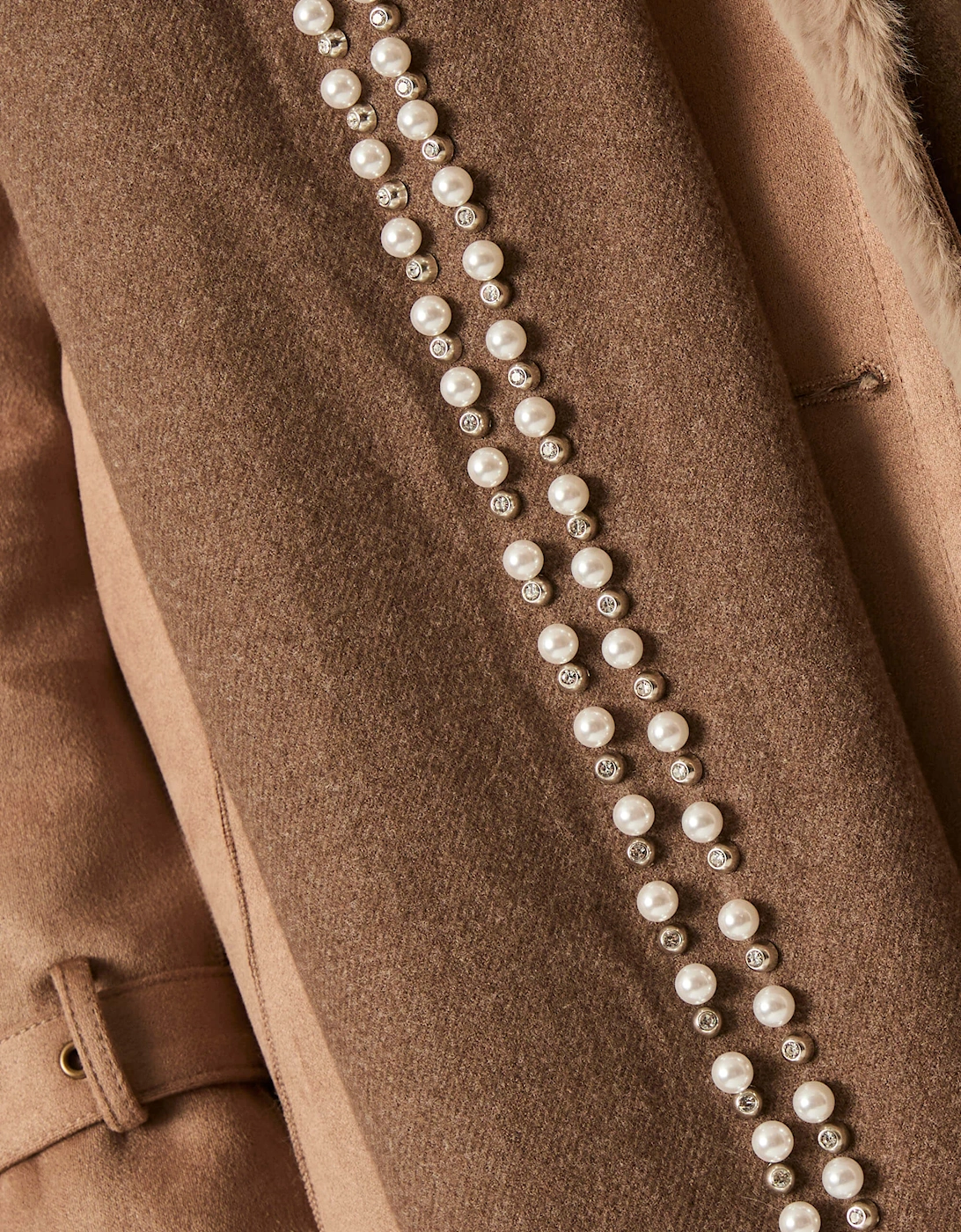 Taupe Pearl Detail Scarf