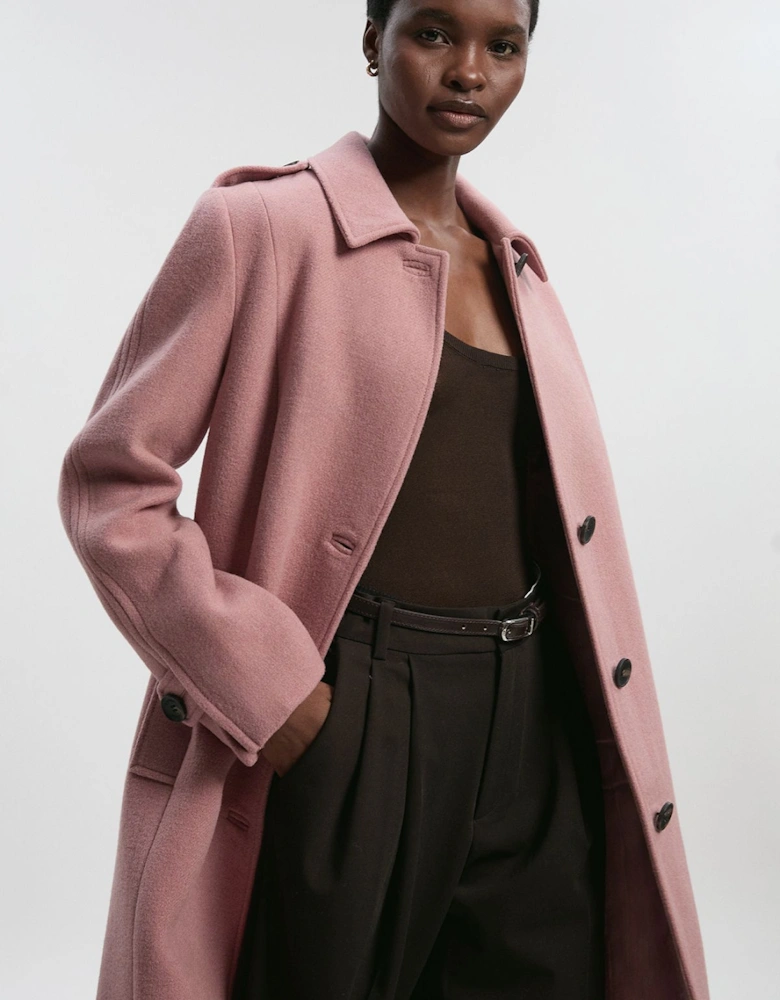 Wool Oversized Single Breasted Tailored Midi Coat
