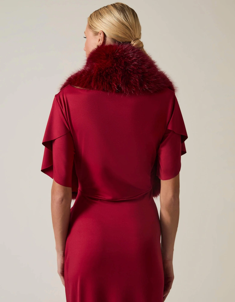 Buckled Burgundy Faux Fur Collar