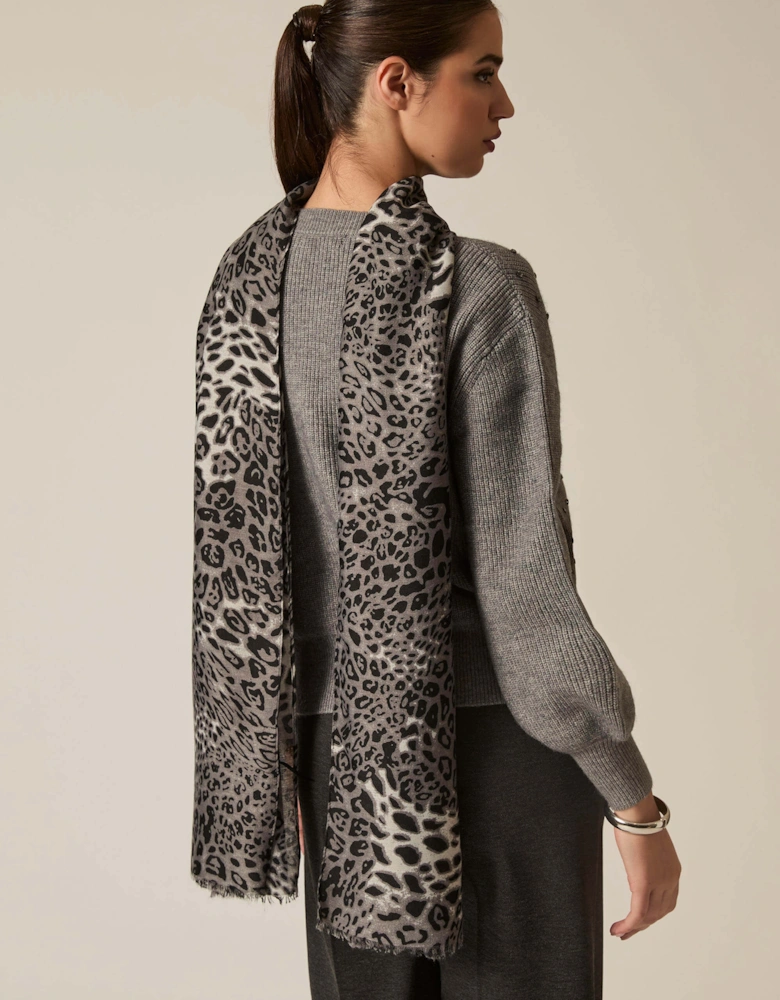 Leopard Print Black Scarf