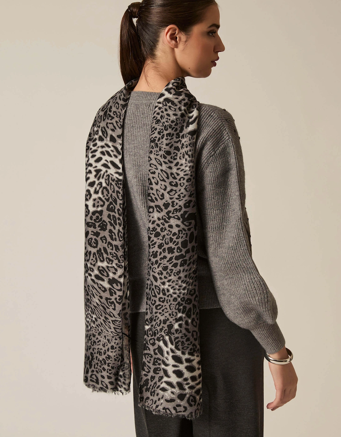 Leopard Print Black Scarf, 4 of 3