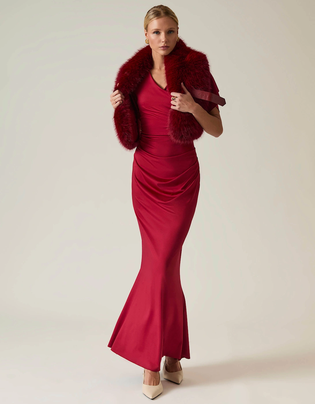 James Lakeland Women's Red Gathered Maxi Dress - Size: 10