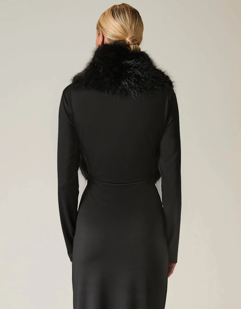 Buckled Black Faux Fur Collar