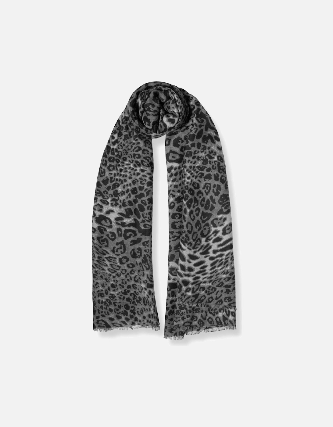 Leopard Print Black Scarf