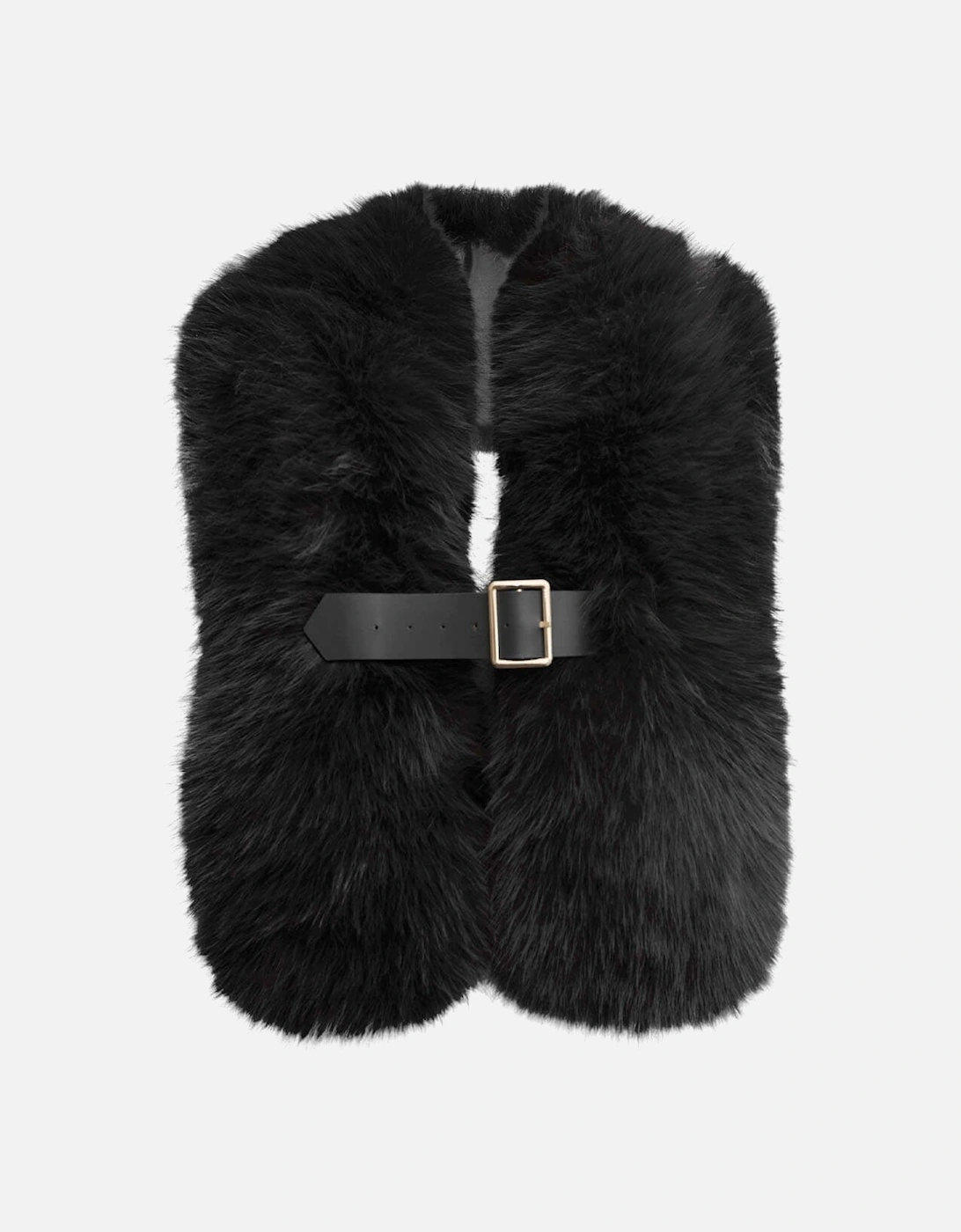 Buckled Black Faux Fur Collar