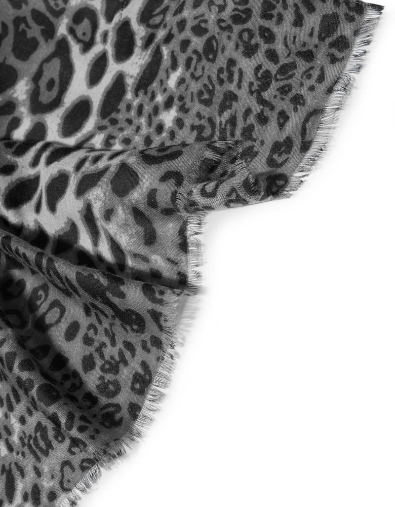 Leopard Print Black Scarf