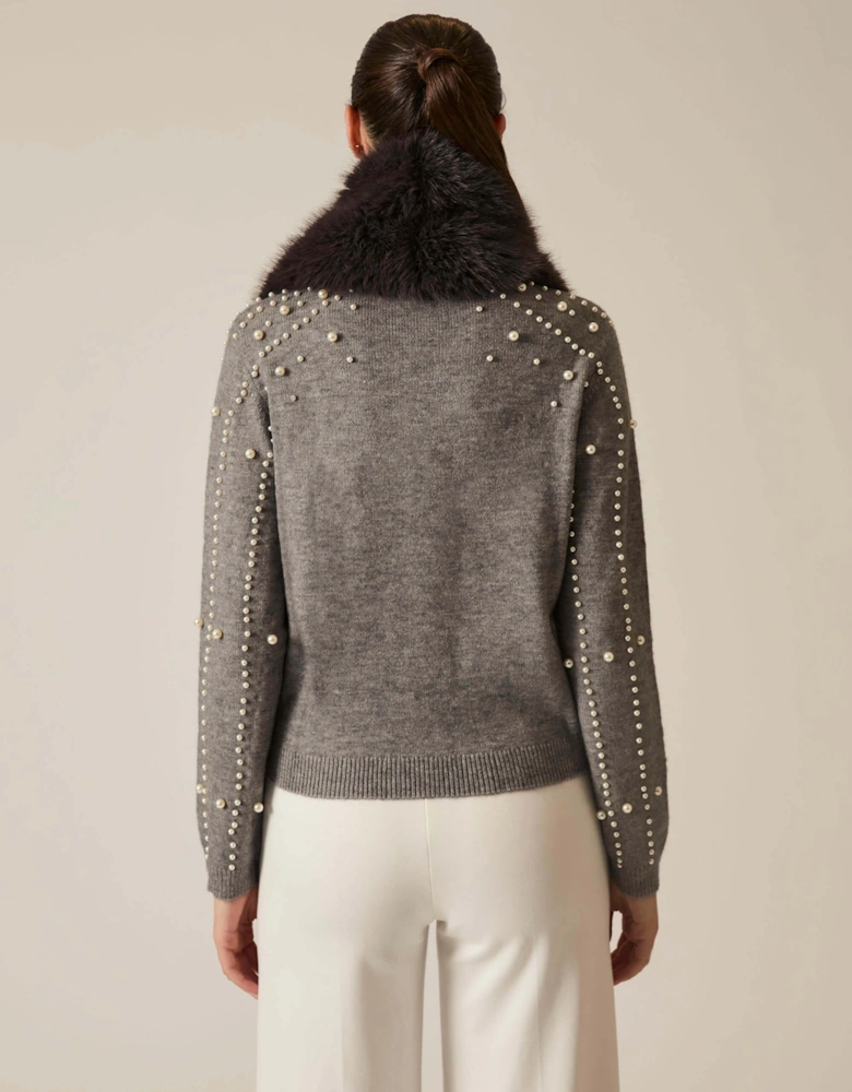 Buckled Charcoal Faux Fur Collar