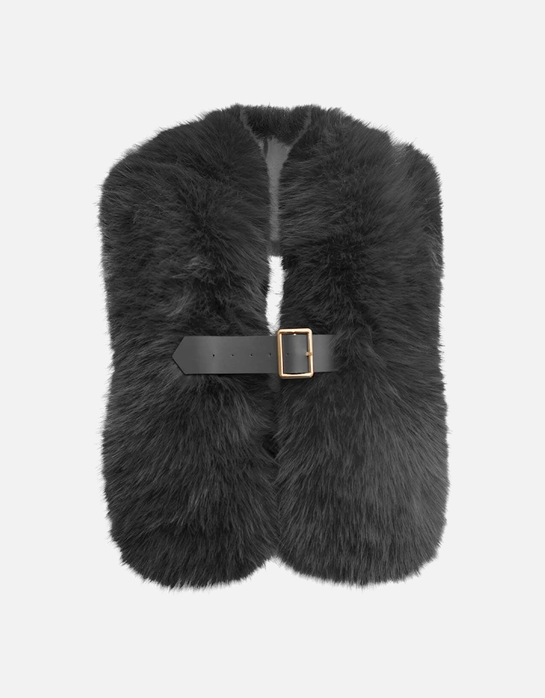 Buckled Charcoal Faux Fur Collar
