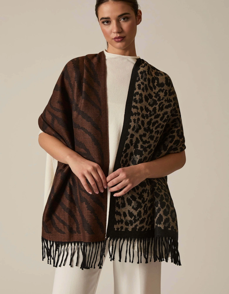 Leopard Tassel Brown Scarf