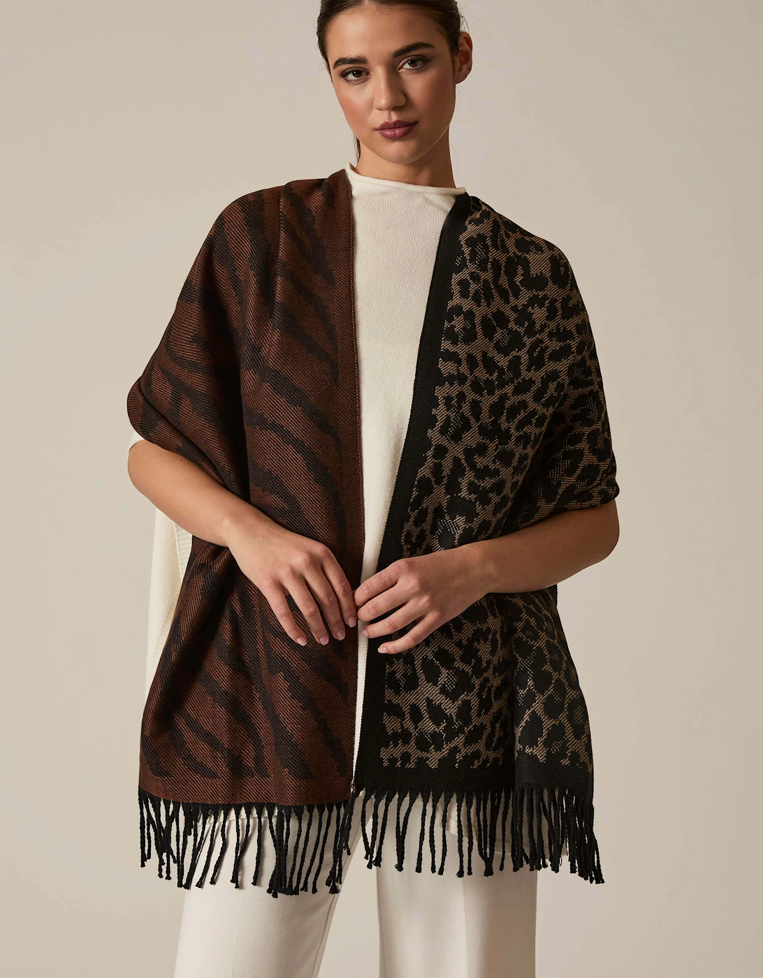 Leopard Tassel Brown Scarf, 4 of 3