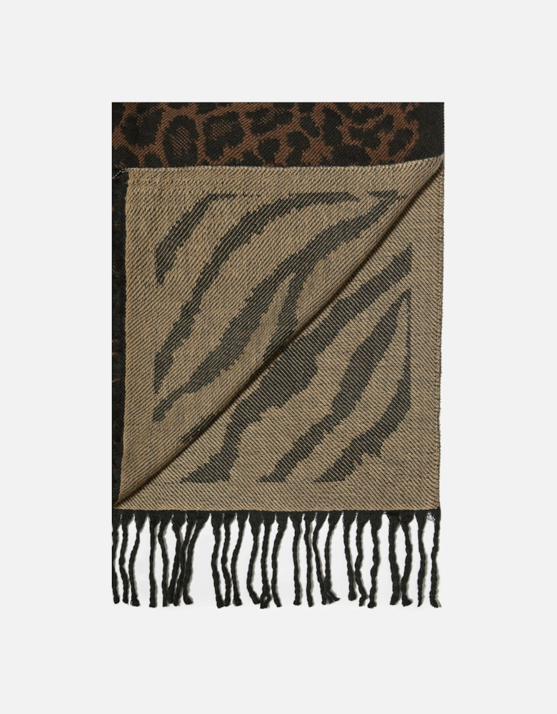 Leopard Tassel Brown Scarf