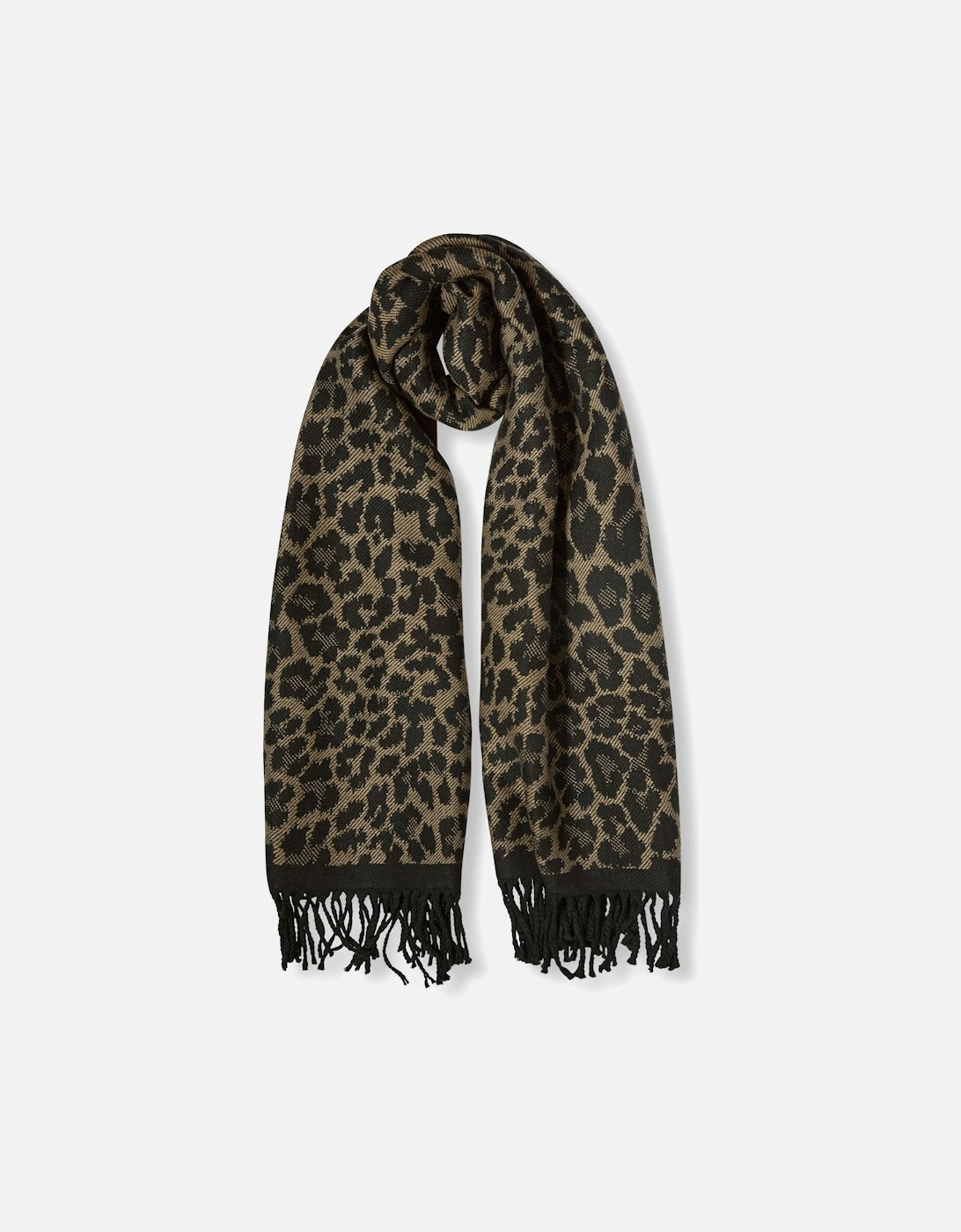 Leopard Tassel Camel Scarf